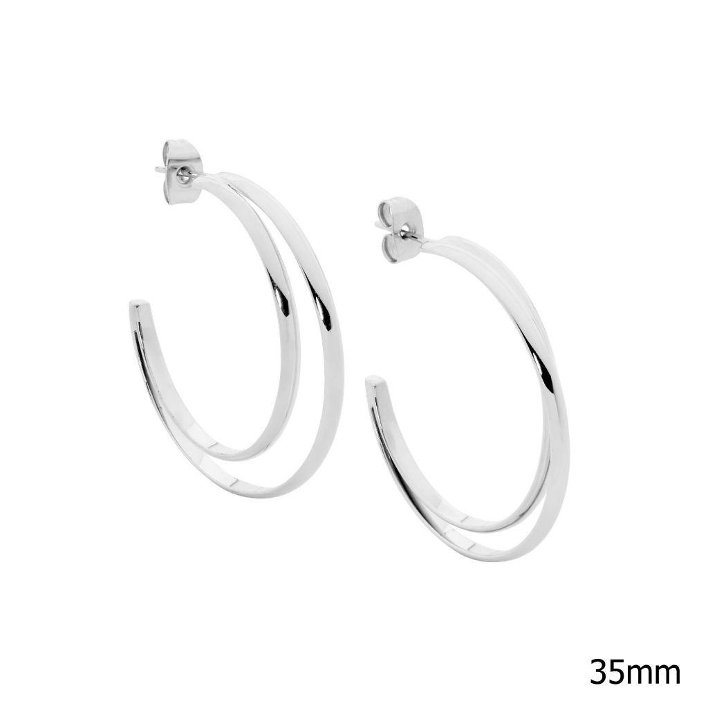 Double Hoops Earrings - Silver