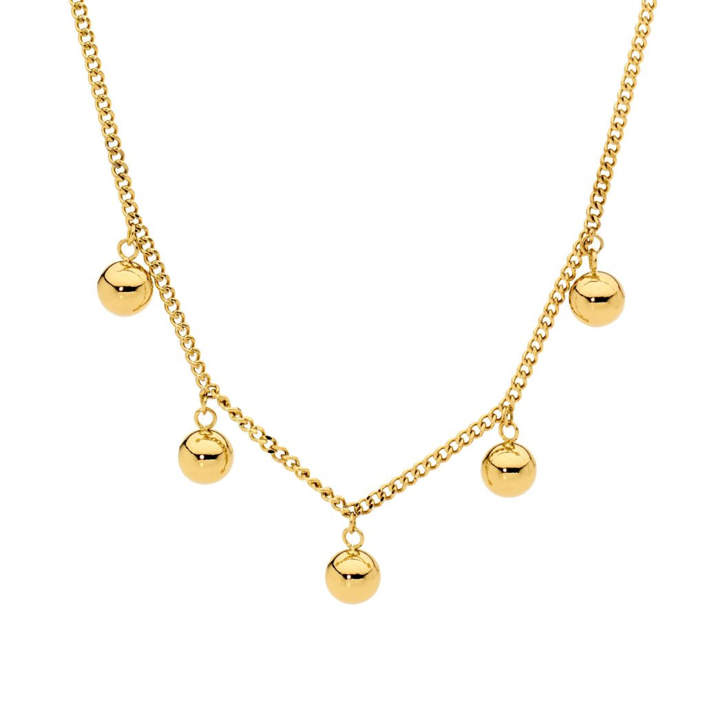 Gold Necklace With Balls Feature