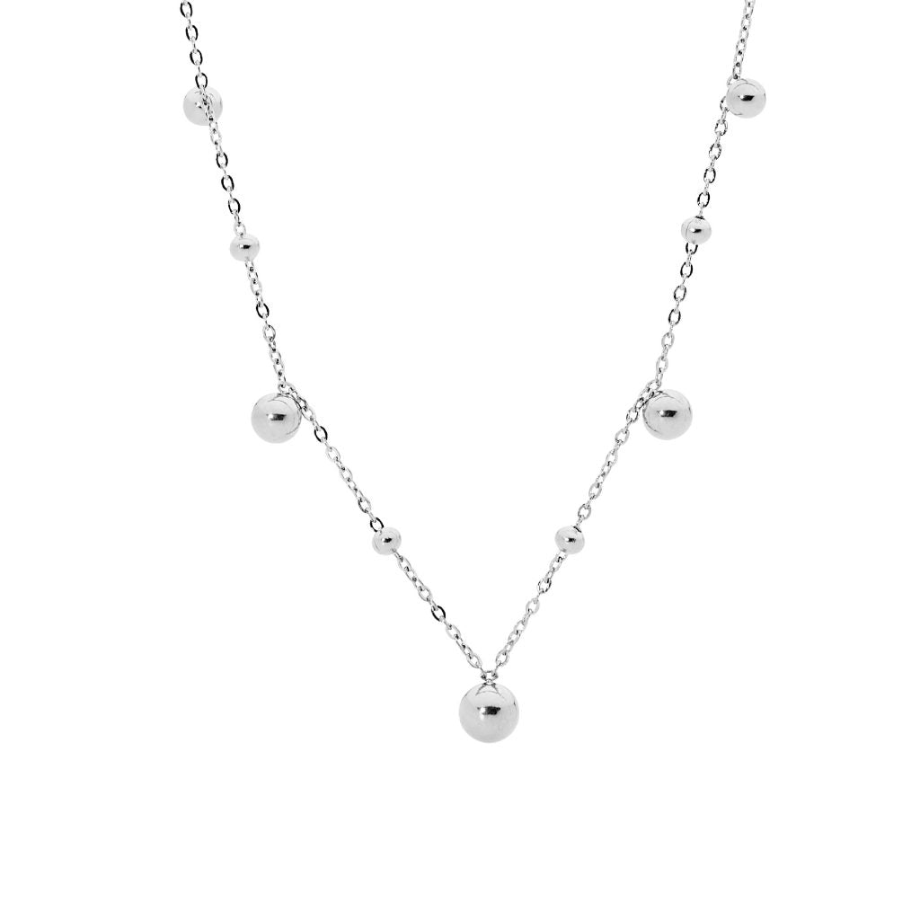 Silver Necklace With Ball Feature
