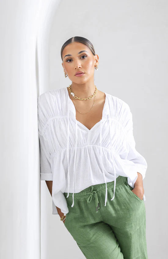 Bahama Linen Top - White