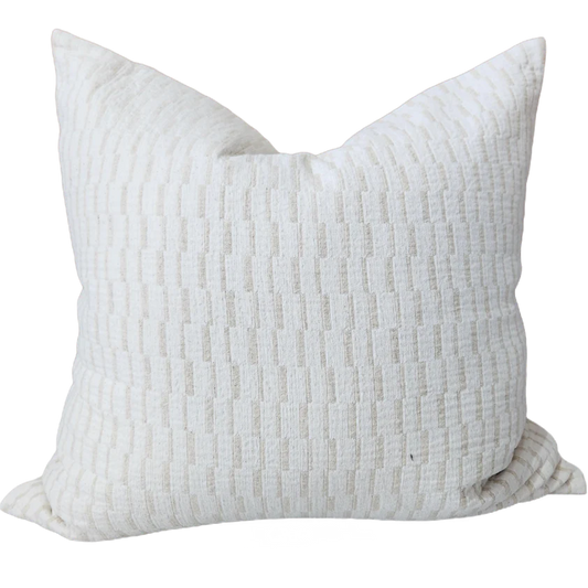 Pure French Linen Cotton Cushion 55cm Square | Off White & Beige
