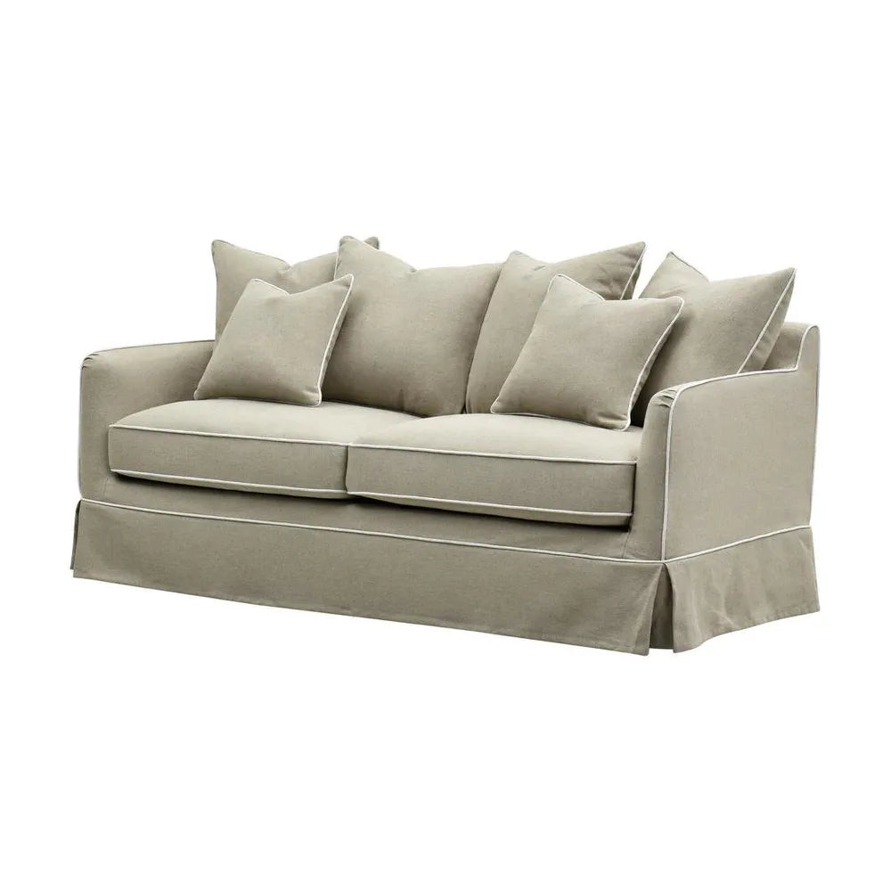 NOOSA HAMPTONS 2.5 SEAT SOFA NATURAL W/WHITE PIPING