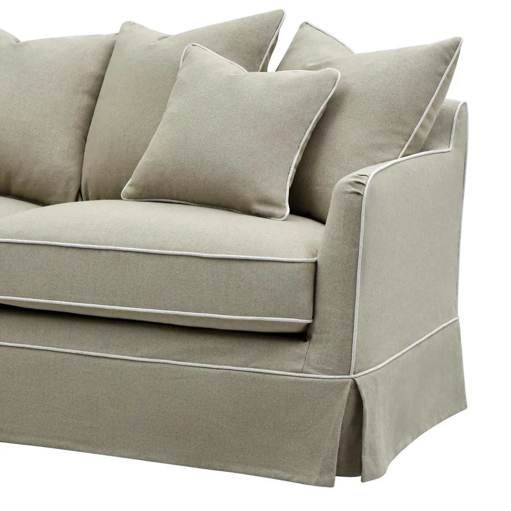 NOOSA HAMPTONS 2.5 SEAT SOFA NATURAL W/WHITE PIPING