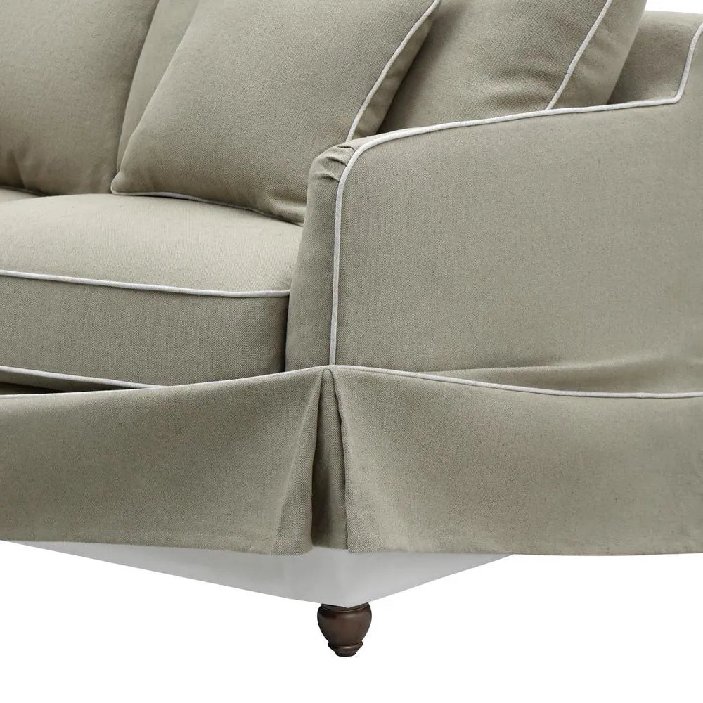 NOOSA HAMPTONS 2.5 SEAT SOFA NATURAL W/WHITE PIPING