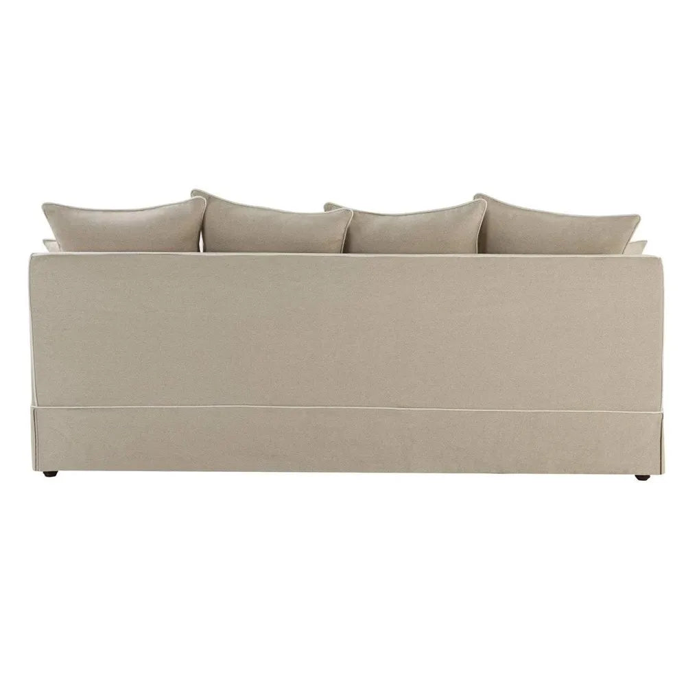 NOOSA HAMPTONS 3 SEAT SOFA NATURAL W/WHITE PIPING