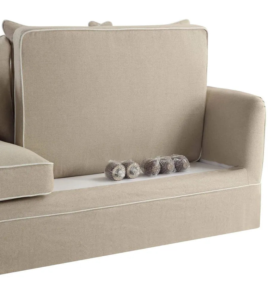 NOOSA HAMPTONS 3 SEAT SOFA NATURAL W/WHITE PIPING