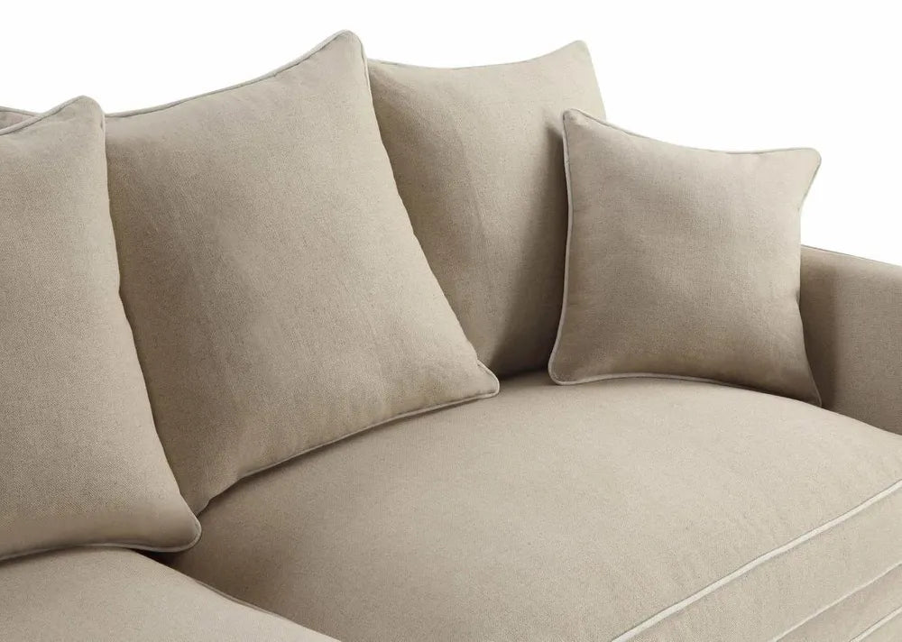 NOOSA HAMPTONS 3 SEAT SOFA NATURAL W/WHITE PIPING