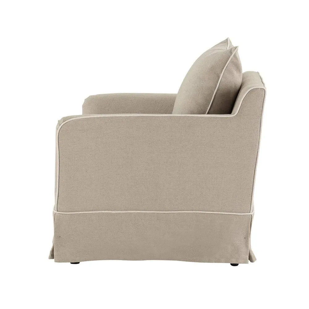 NOOSA HAMPTONS ARMCHAIR NATURAL W/WHITE PIPING
