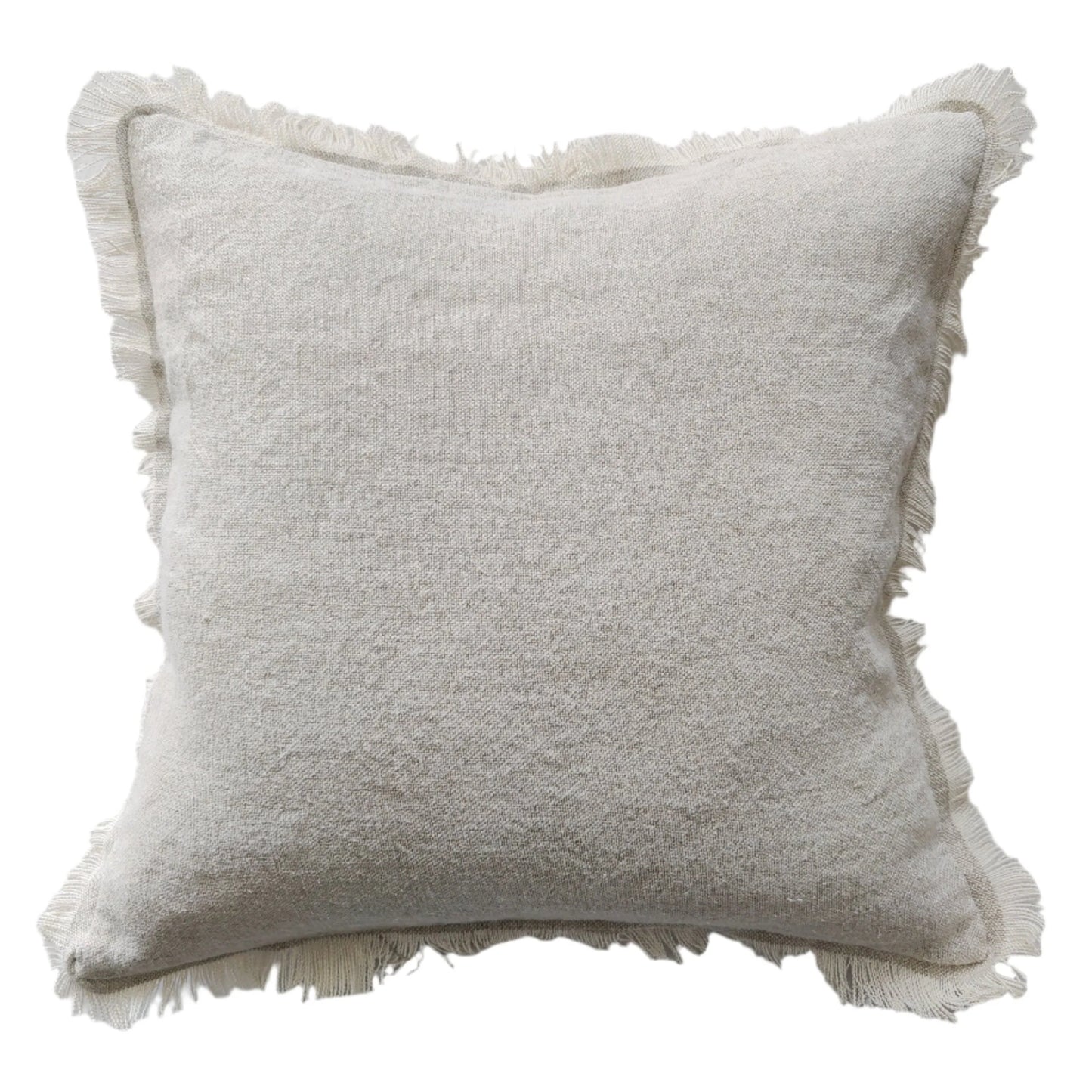 Heavy Weight Texture French Linen Fringed Edge Cushion 55cm Square - Oatmeal