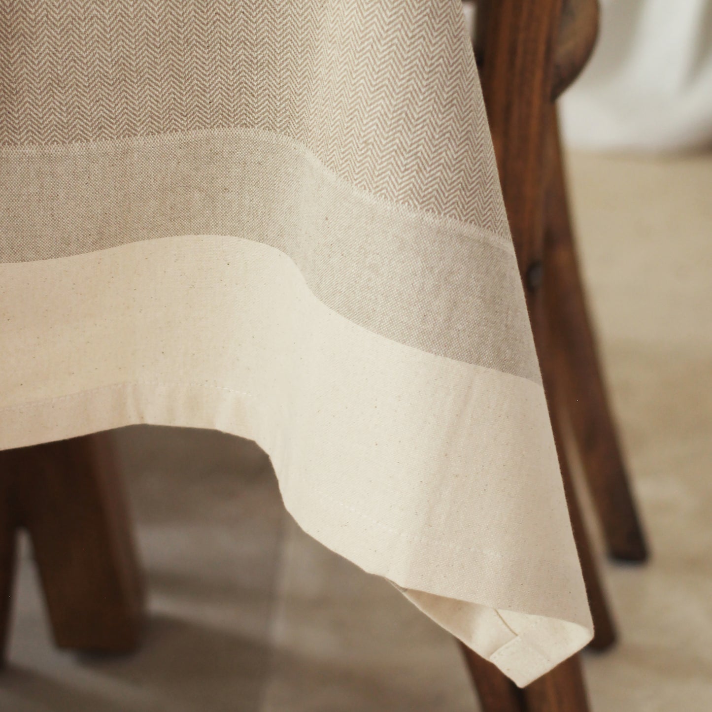 Raine & Humble Cotton Herringbone Tablecloth Taupe