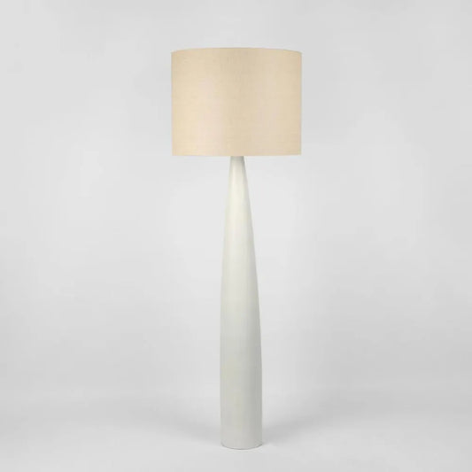 SAMSON FLOOR LAMP BASE WHITE WITH NATURAL SHADE