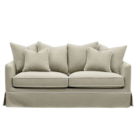 NOOSA HAMPTONS 2.5 SEAT SOFA NATURAL W/WHITE PIPING