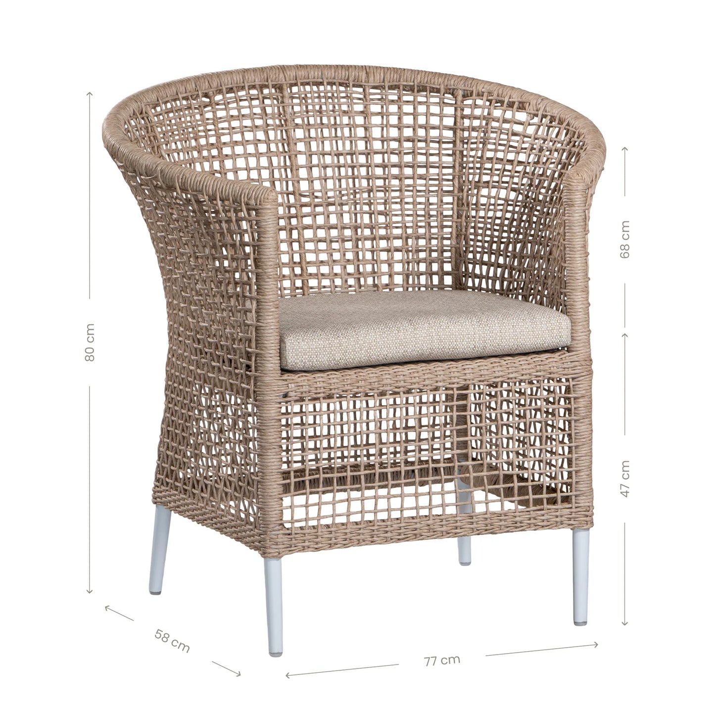 SANCTUARY OUTDOOR DINING CHAIR | NATURAL WITH WHITE LEGS