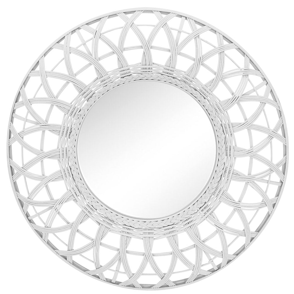 White Rattan Mirror 80cm